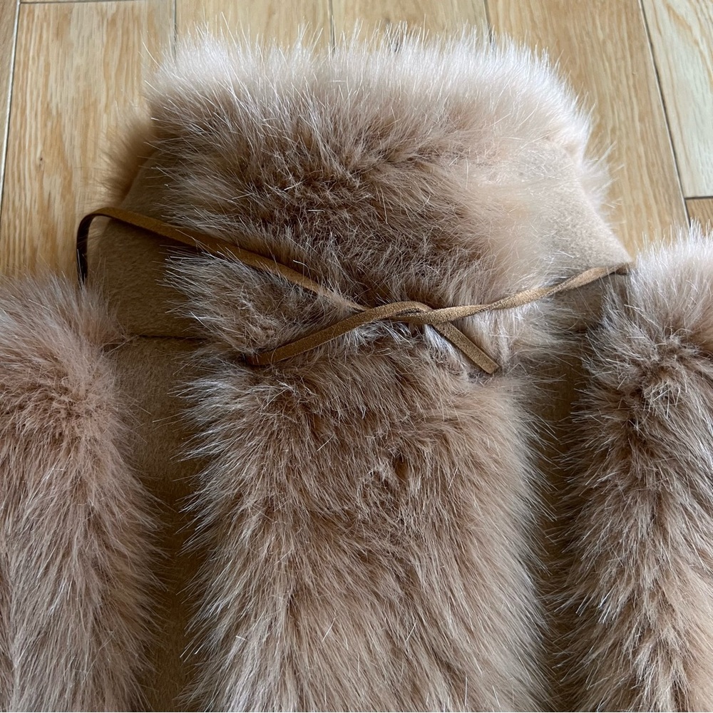 Malene Birger Kaliies Faux Fur Brown Coat Button Front Closure Tassels Sz Large - Picture 13 of 13